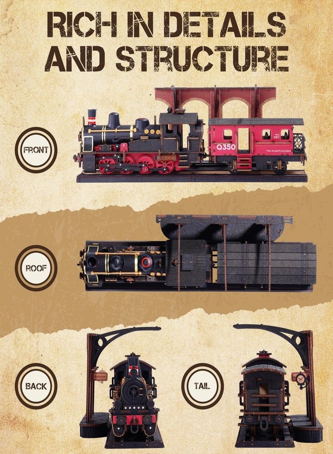 Wowood 3D Puzzles for Adults -Steam Train, Wooden Model Kits Building Set for Adults, DIY Crafts Kits Hobby Creative Gift Ideas(Steam Journey-405PCS) - Image 3